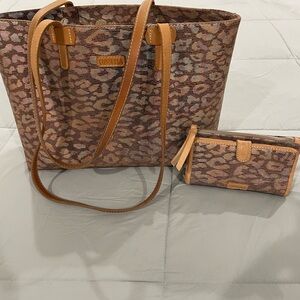 Consuela Brown and Tan Tote Bag and wallet